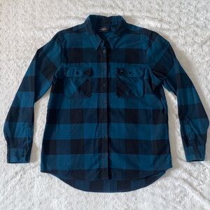 Harley-Davidson Teal Plaid Men's Long Sleeve Button Down Shirt